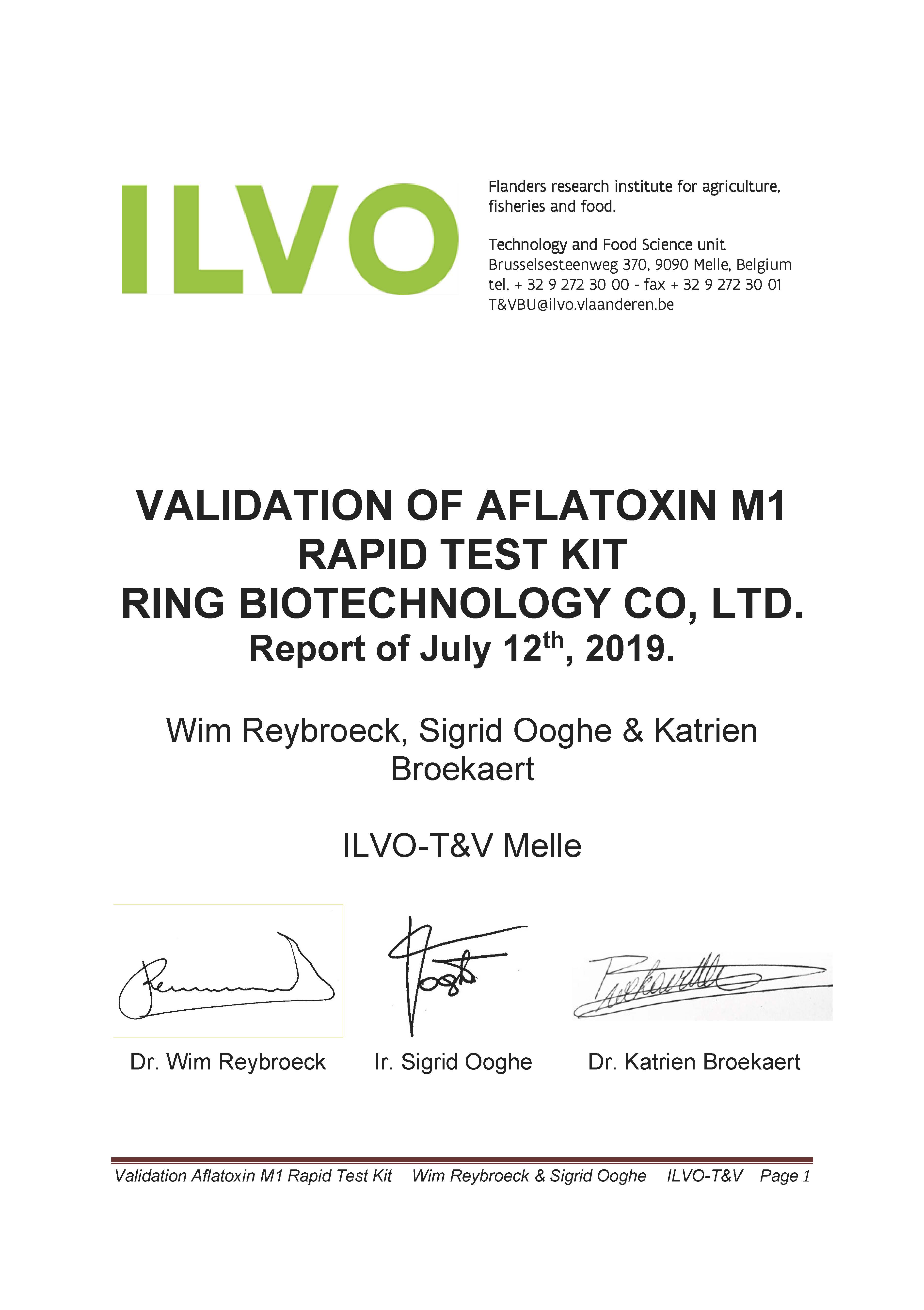 ILVO Validation of AFM1