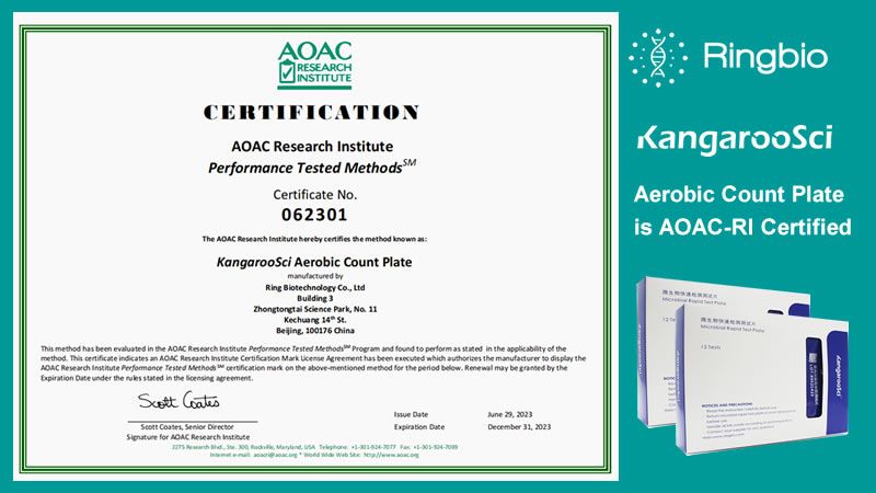 Ringbio KangarooSci Aerobic Count Plate Certified by AOAC-RI