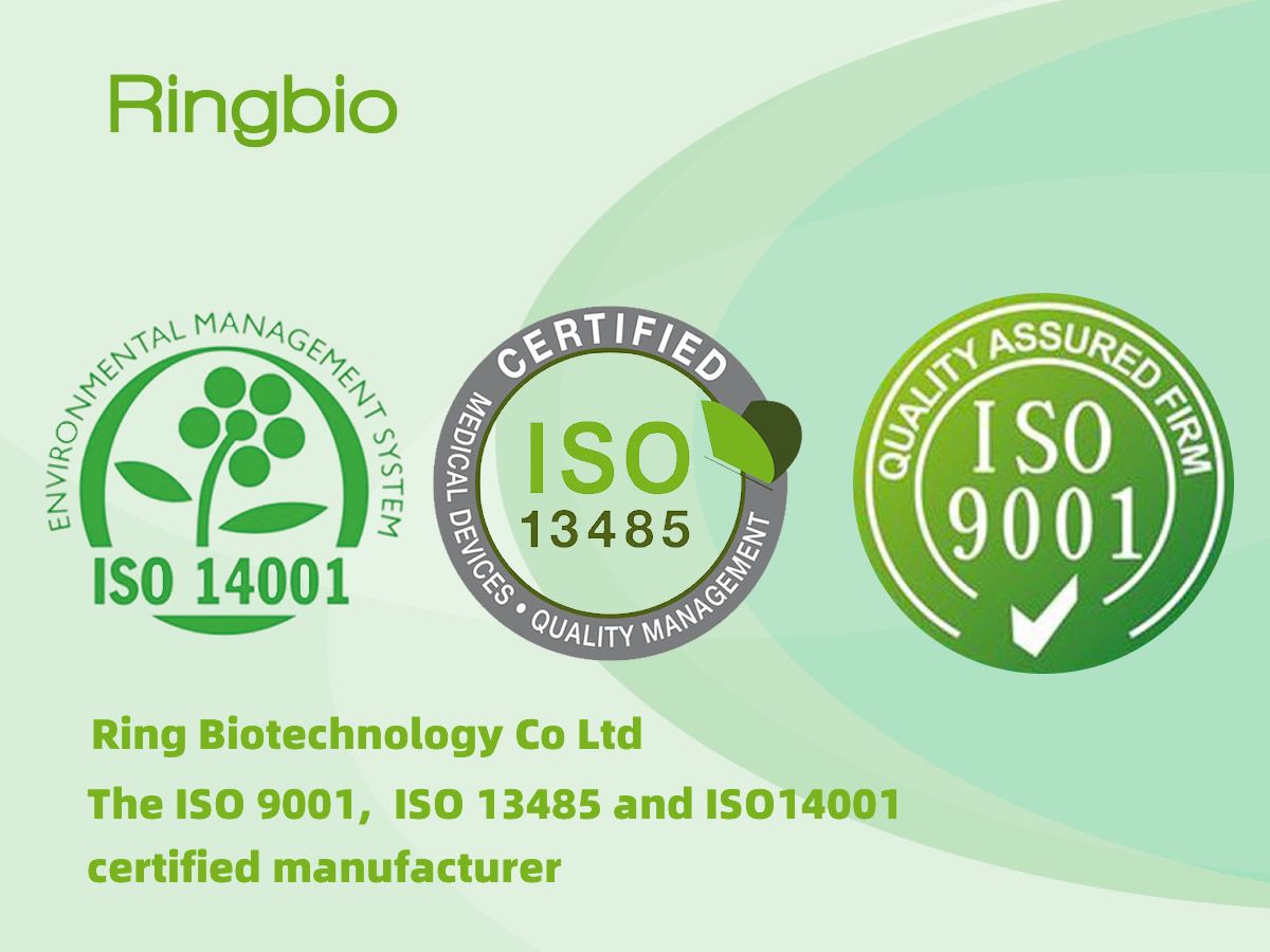 Ringbio ISO13485, ISO14001 and ISO9001 certificates